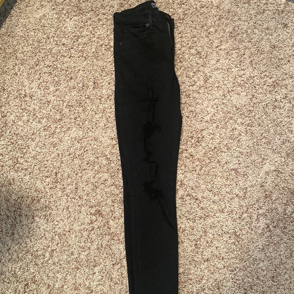 Size 26 Abercrombie & Fitch black ripped jeans-high rise super skinny curve love